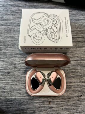 Wireless True Bud-Style Earbuds in Rose Gold - Compact Charging Case ..new